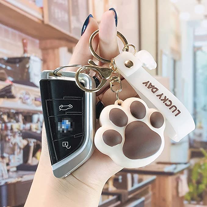Cartoon Paw Charm Keychain, Dog Lover Keychain, Backpack accessories cute tassel keychain