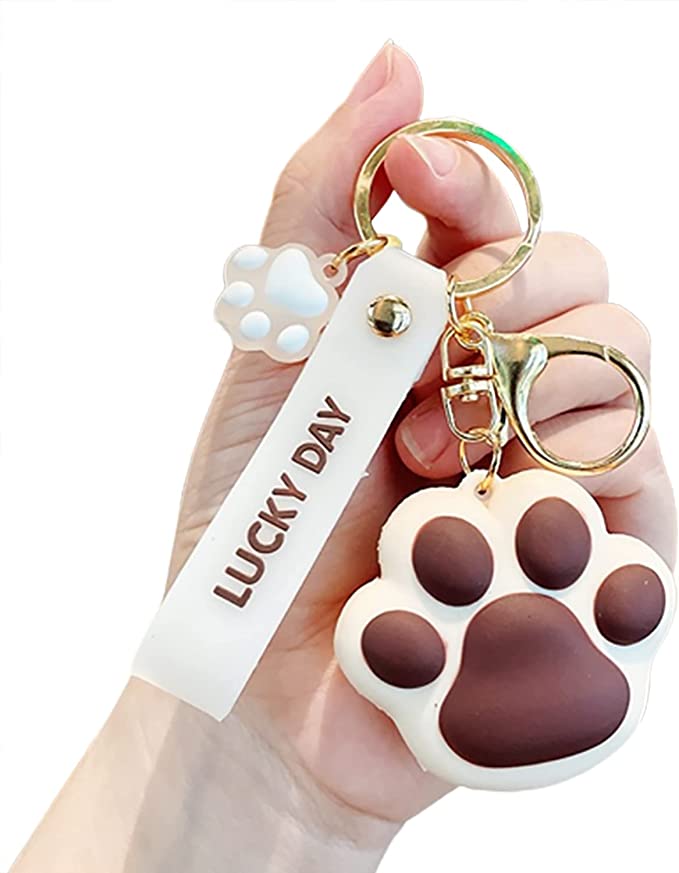 Cartoon Paw Charm Keychain, Dog Lover Keychain, Backpack accessories cute tassel keychain