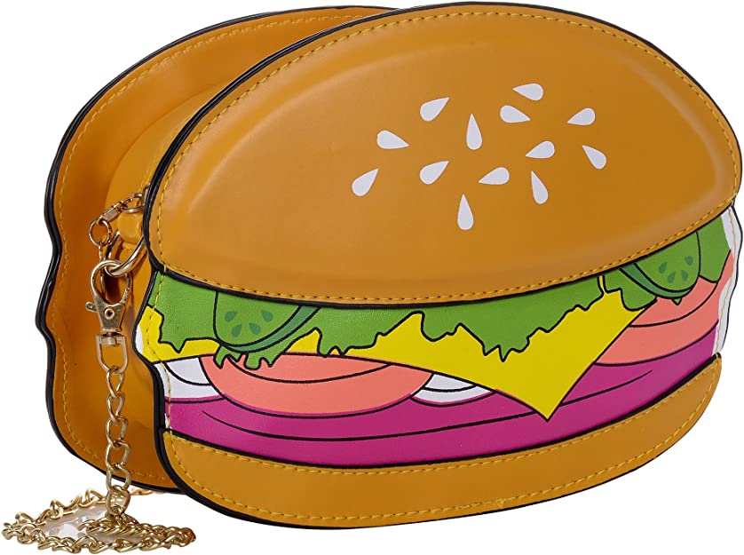Cross Body Bag, Hamburger Design Chain Bag, Food Shape Cross Body Bag, Handbag with Removable Chain, Burger Lover