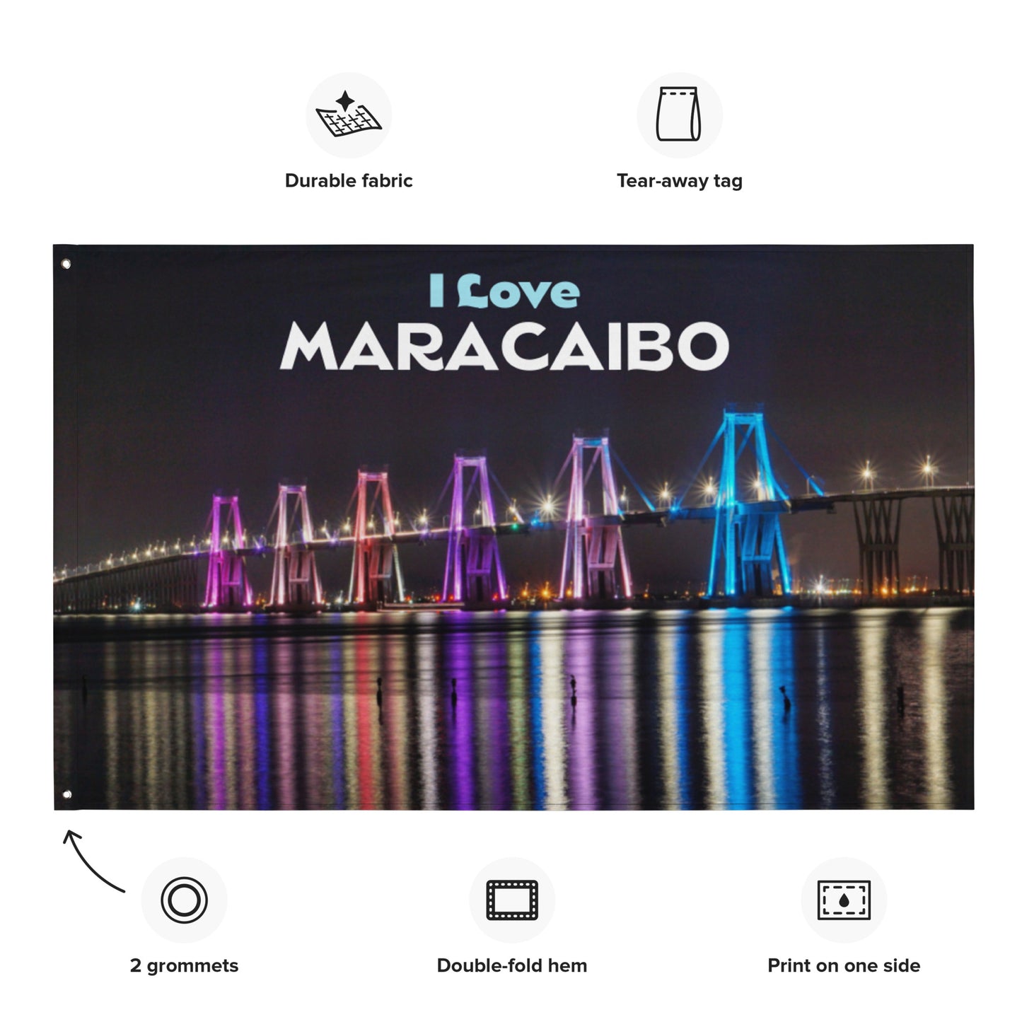 I Love Maracaibo Flag, Maracaibo, Venezuela, Puente Rafael Urdaneta, Puente sobre el Lago, I love Venezuela Flag
