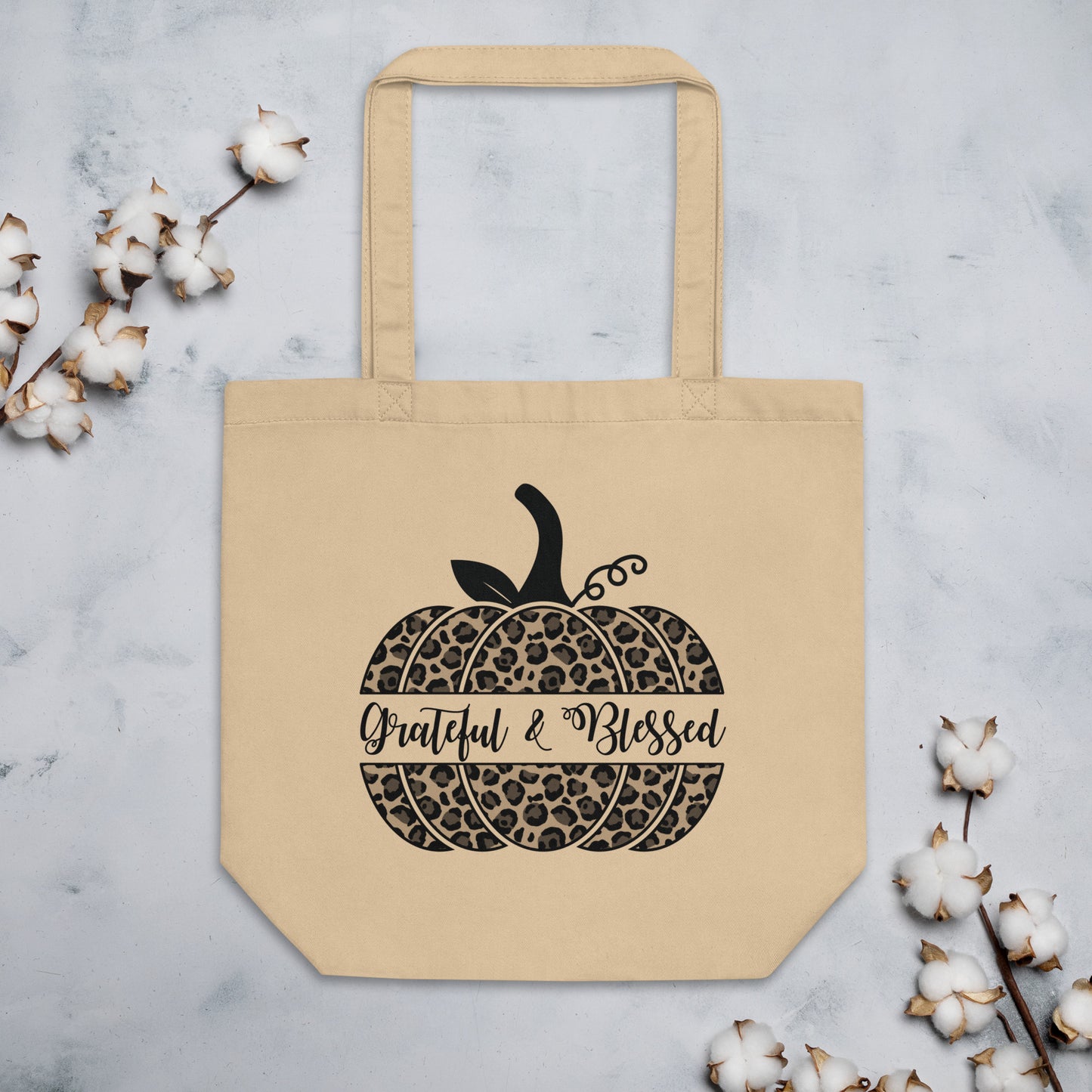 Grateful Blessed Leopard Pumpkin, Leopard Pumpkin Tote Bag, Thanksgiving, Thankful Bag, Hello Fall Pumpkin Eco Tote Bag