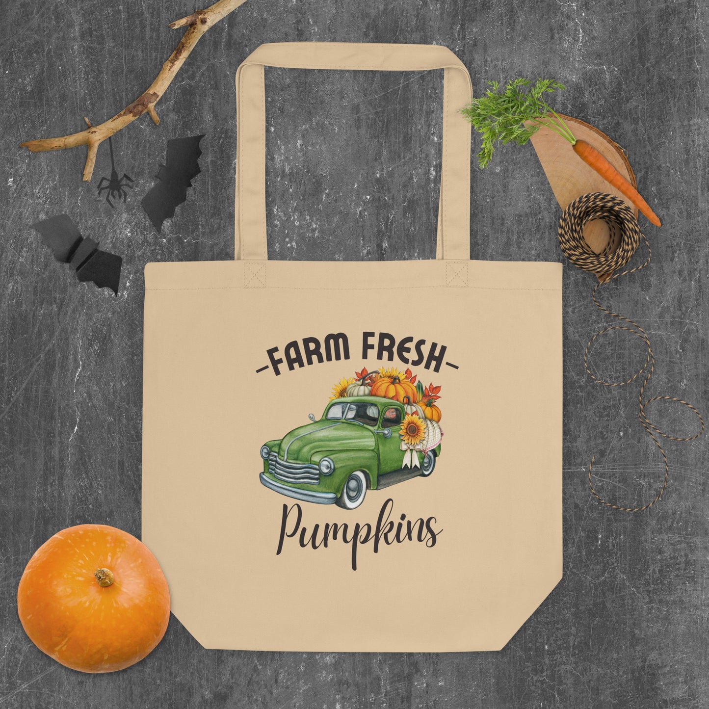 Farm Fresh Pumpkins Sunflower, Fall Truck Tote Bag, Pumpkin, Autumn Tote Bag, Fall, Happy Thanksgiving Eco Tote Bag