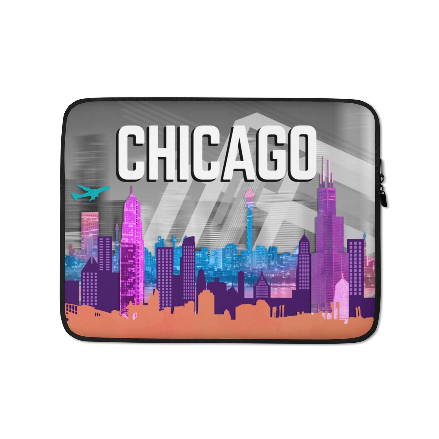 Vintage Chicago Illinois, Skyline Chicago, Illinois Lover, I Love America, Downtown Chicago, Macbook pro Cover Laptop Sleeve