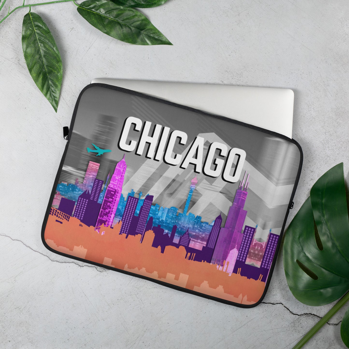 Vintage Chicago Illinois, Skyline Chicago, Illinois Lover, I Love America, Downtown Chicago, Macbook pro Cover Laptop Sleeve