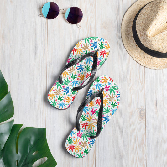 Tropical Flip Flops, Colorful Flowers,  Flower Pattern Weed Unisex Flip-Flops