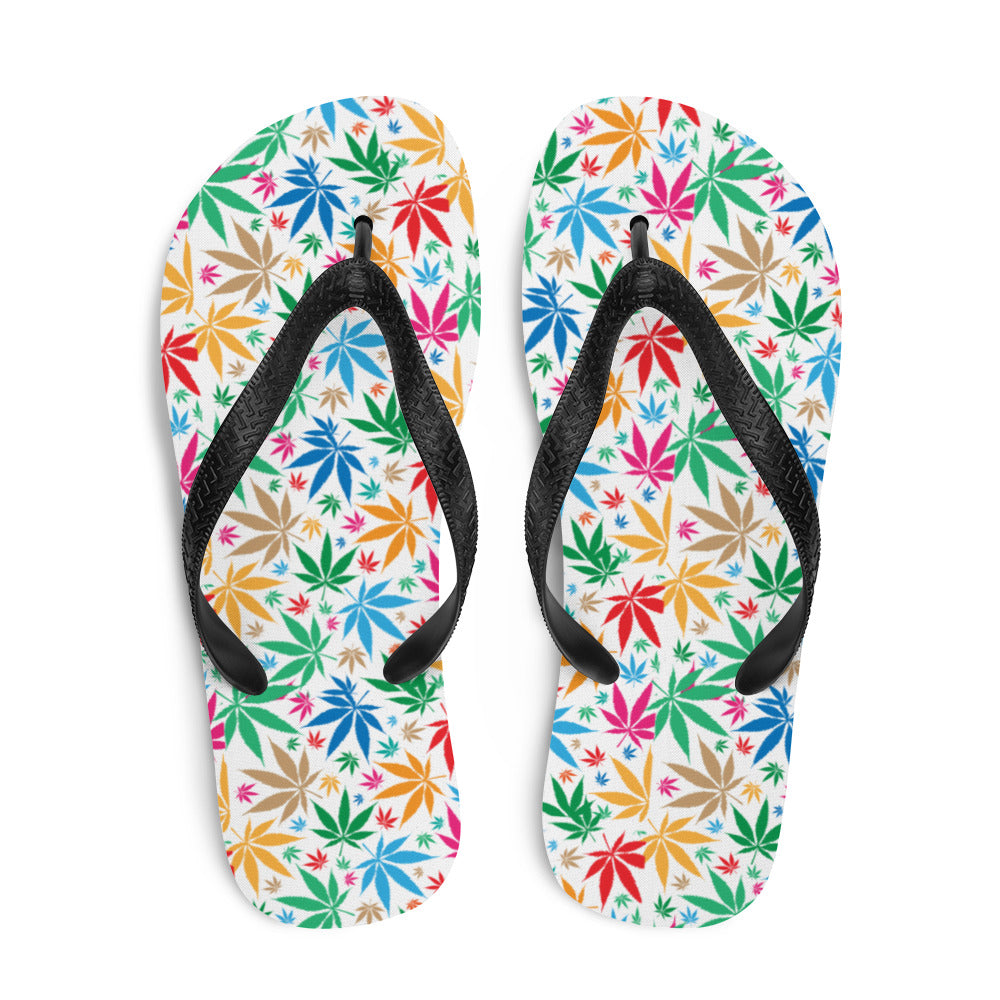 Tropical Flip Flops, Colorful Flowers,  Flower Pattern Weed Unisex Flip-Flops