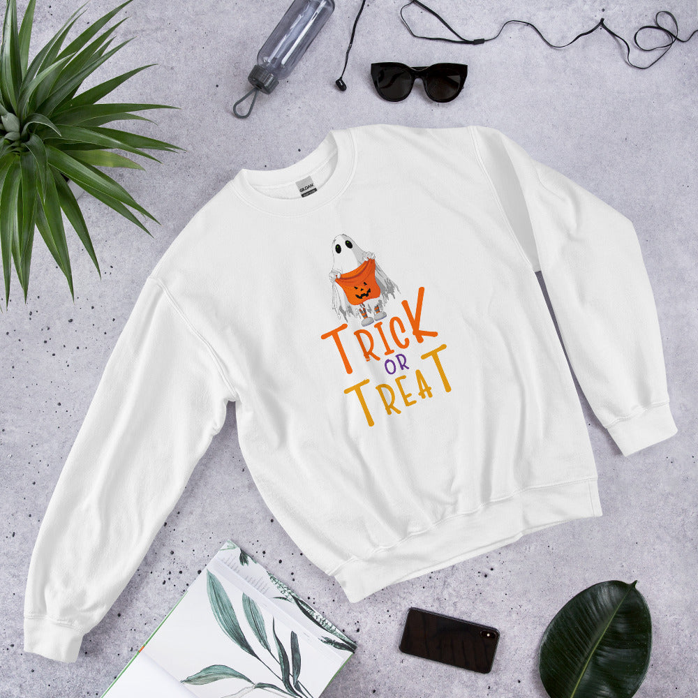 Trick or Treat Ghost Halloween Shirt, Halloween T-shirt, Ghost T-shirt, Trick or Treat, Spooky Unisex Sweatshirt