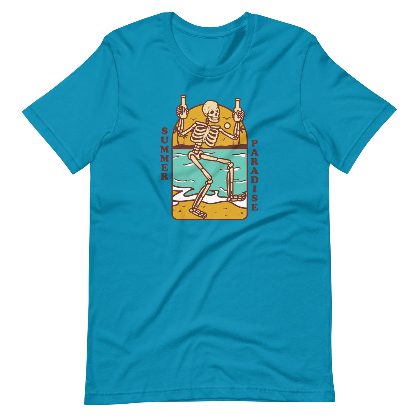 SUMMER PARADISE Skeleton, Funny Summer shirt, Skeleton on the beach funny, Happiness, Unisex t-shirt