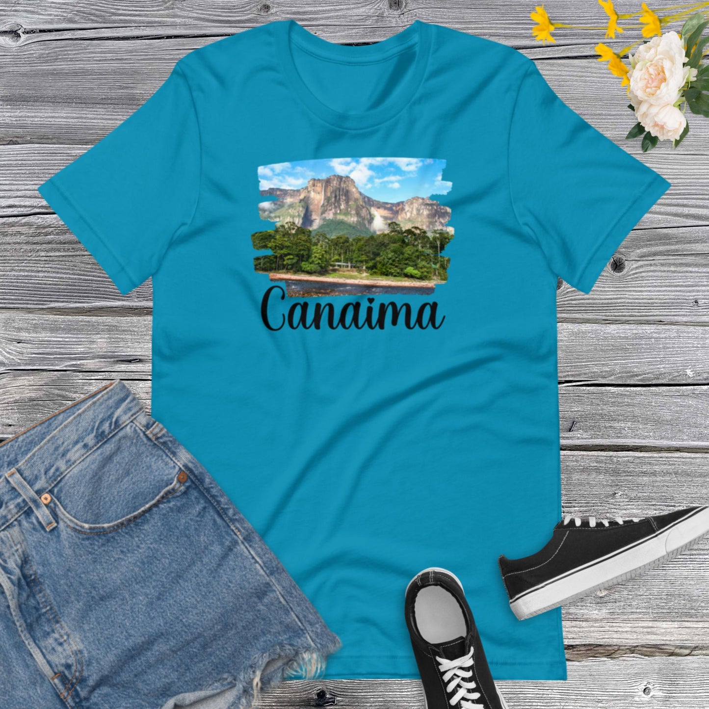 Canaima, Angel Falls a Waterfall in Canaima Nacional Park Venezuela, Salto Angel Parque Nacional Canaima Unisex t-shirt