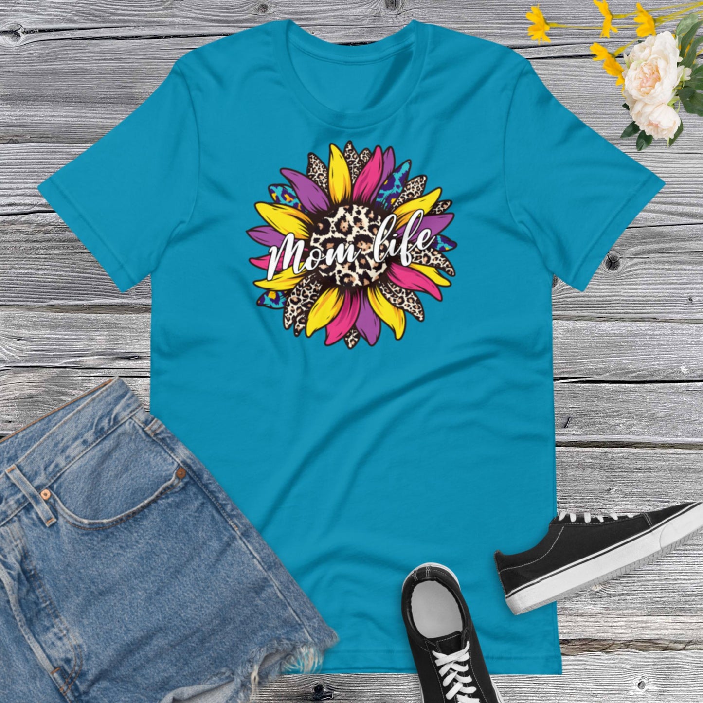Mom Life Shirt, Sunflower Mom Life Shirt, Sunflower Lover Mom Shirt , Mother Day Gift For Mom, Leopard Print Mom ShirtUnisex t-shirt