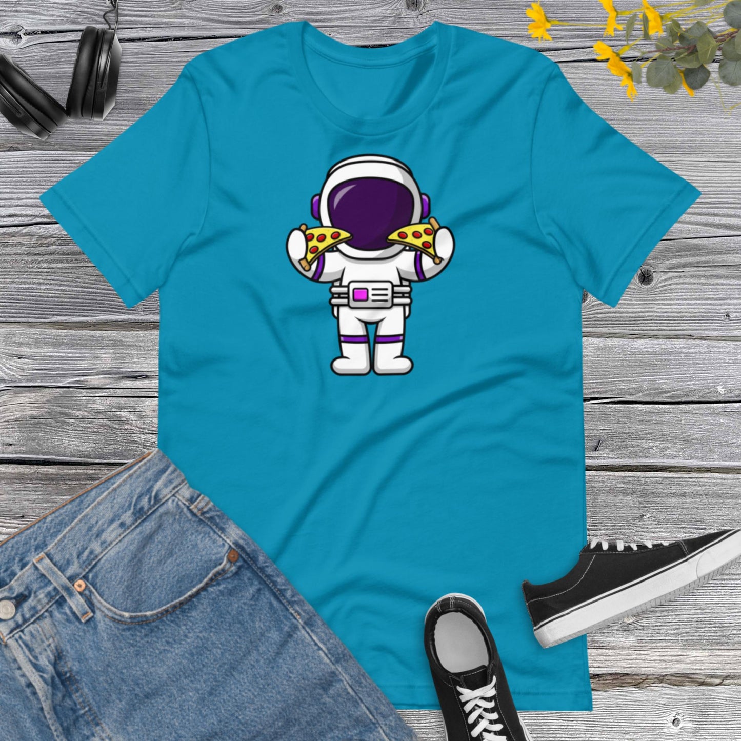 Astronaut Holding Pizza Unisex T-Shirt, Pizza Lover Gift, Astronaut Shirt, Pizza Lover Shirt, Unisex t-shirt