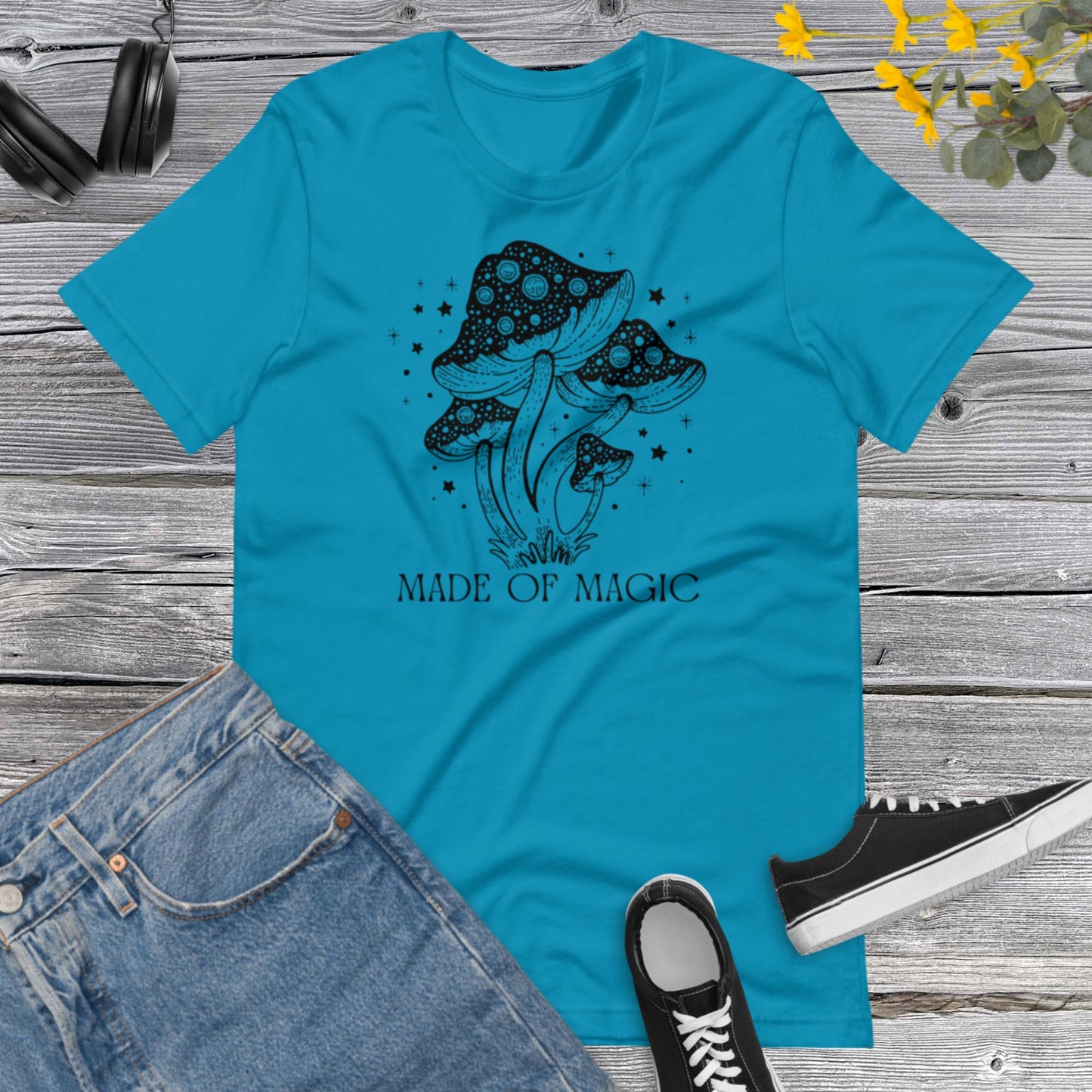 Black Magic Mushroom Shirt, Cottagecore Shirt, Botanical Shirt, Nature Lover Mushroom Shirt, Fungus Shirt, Mushroom HuntingUnisex t-shirt