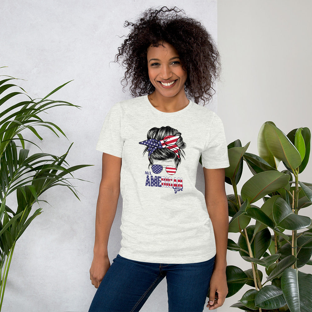 All American Girls, Mom Life, Bun Hair Sunglasses, Independence Day Shirt, Unisex t-shirt