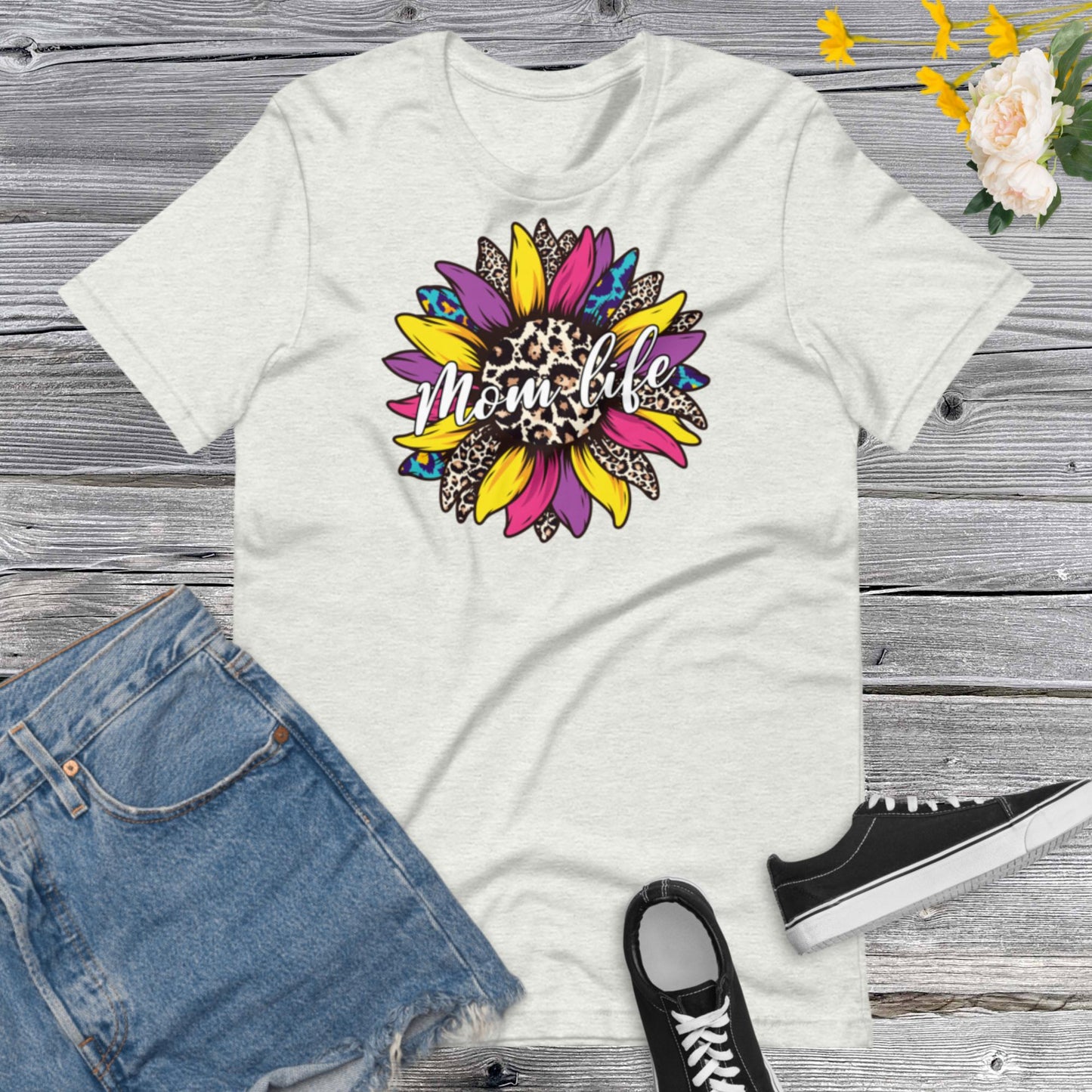 Mom Life Shirt, Sunflower Mom Life Shirt, Sunflower Lover Mom Shirt , Mother Day Gift For Mom, Leopard Print Mom ShirtUnisex t-shirt