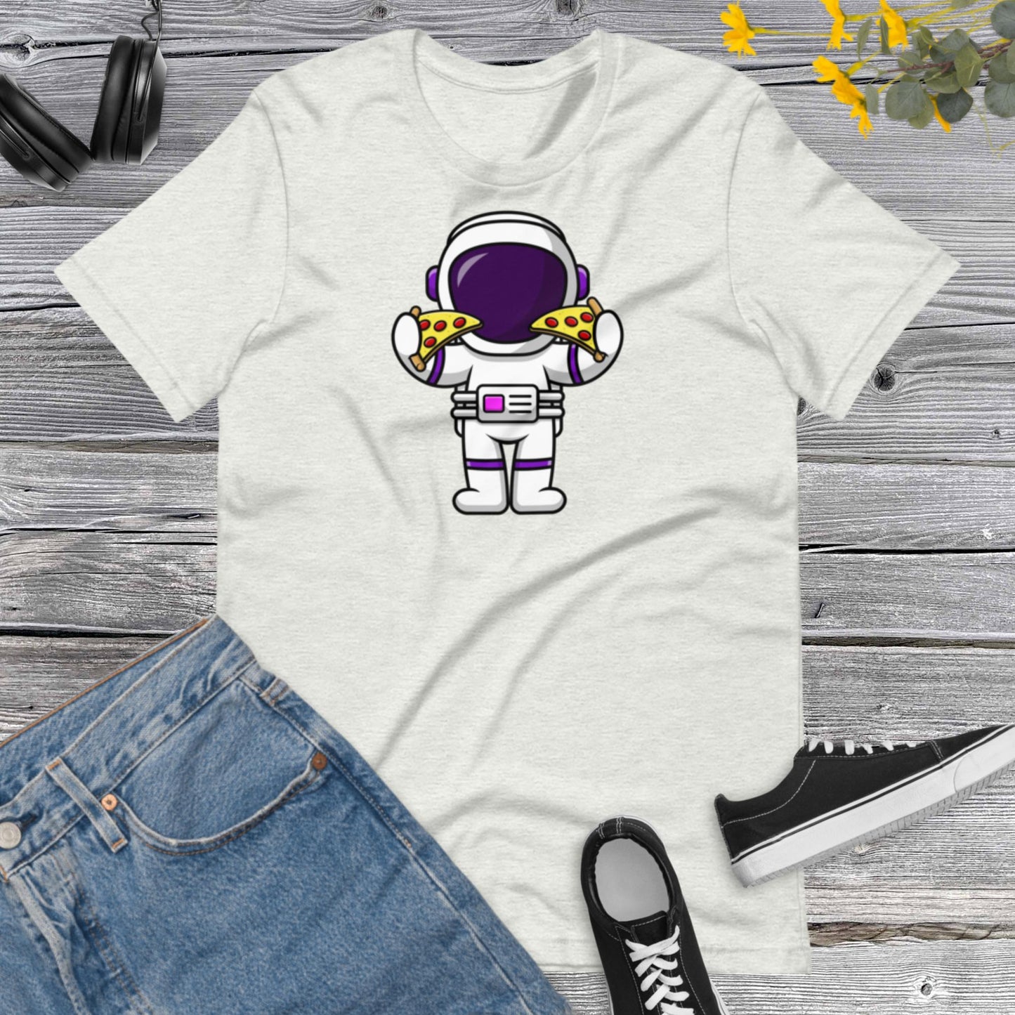 Astronaut Holding Pizza Unisex T-Shirt, Pizza Lover Gift, Astronaut Shirt, Pizza Lover Shirt, Unisex t-shirt