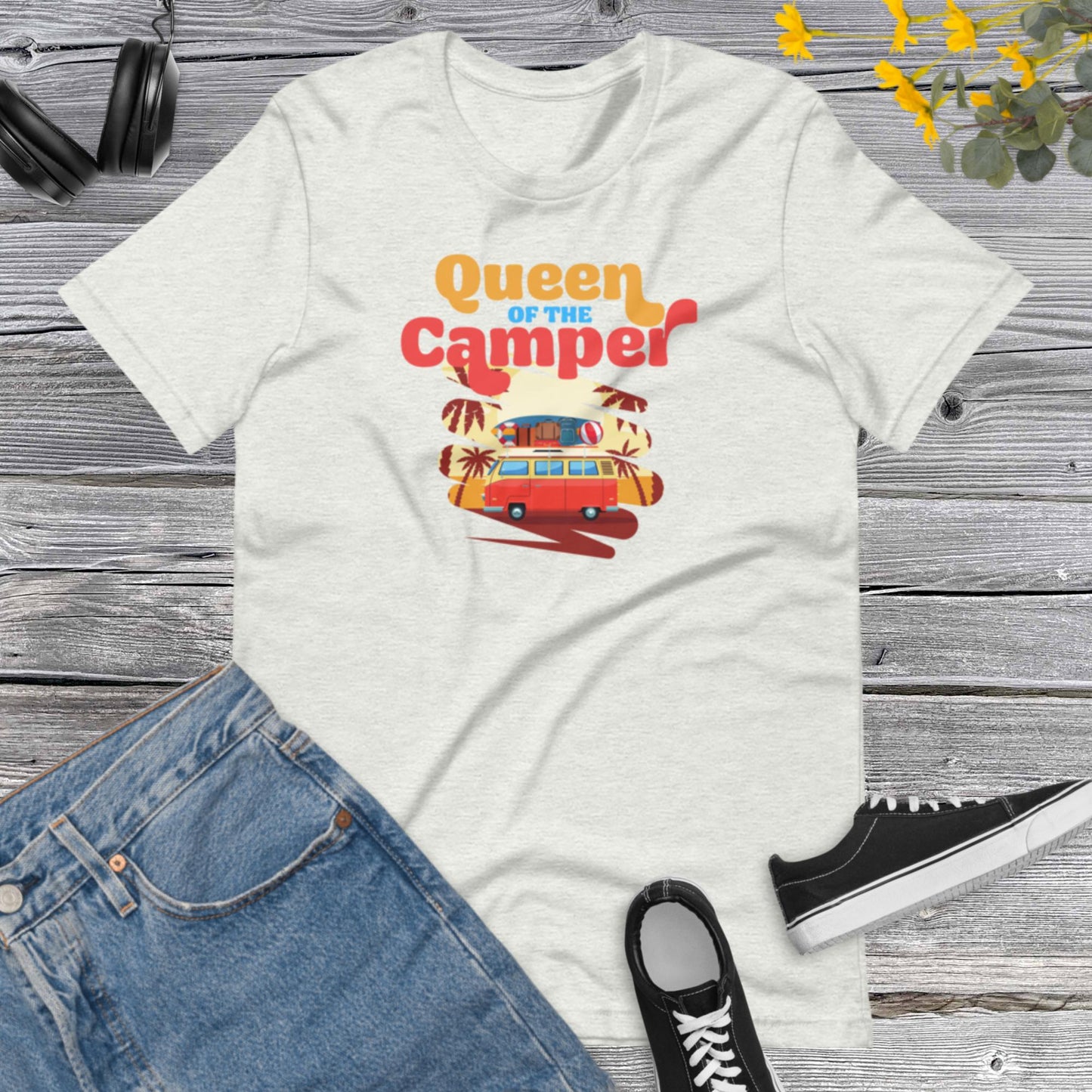 Queen of the Camper, Camping shirts for girls, Birthday family Reunion shirts Vacation, Travel Camp Unisex t-shirt