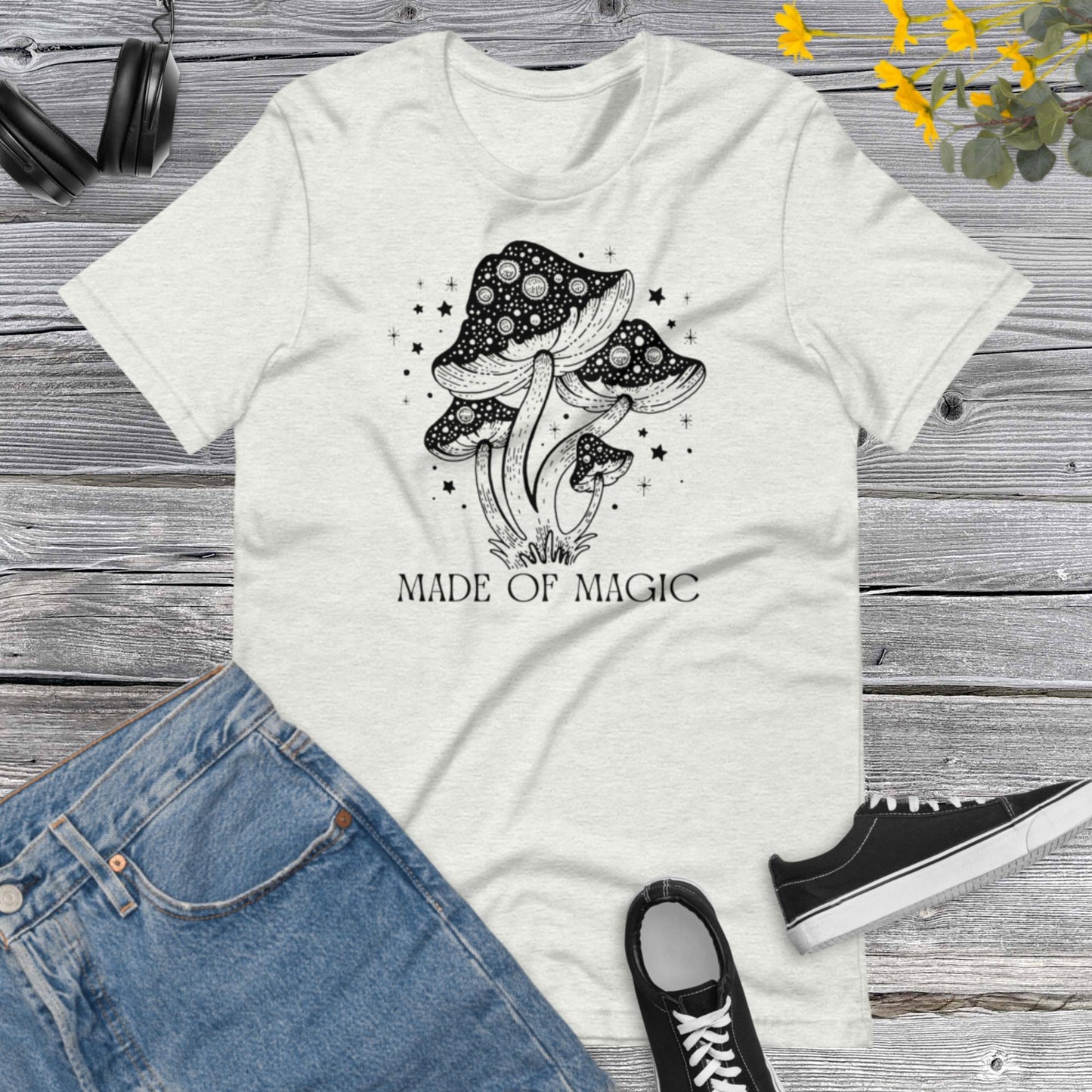 Black Magic Mushroom Shirt, Cottagecore Shirt, Botanical Shirt, Nature Lover Mushroom Shirt, Fungus Shirt, Mushroom HuntingUnisex t-shirt