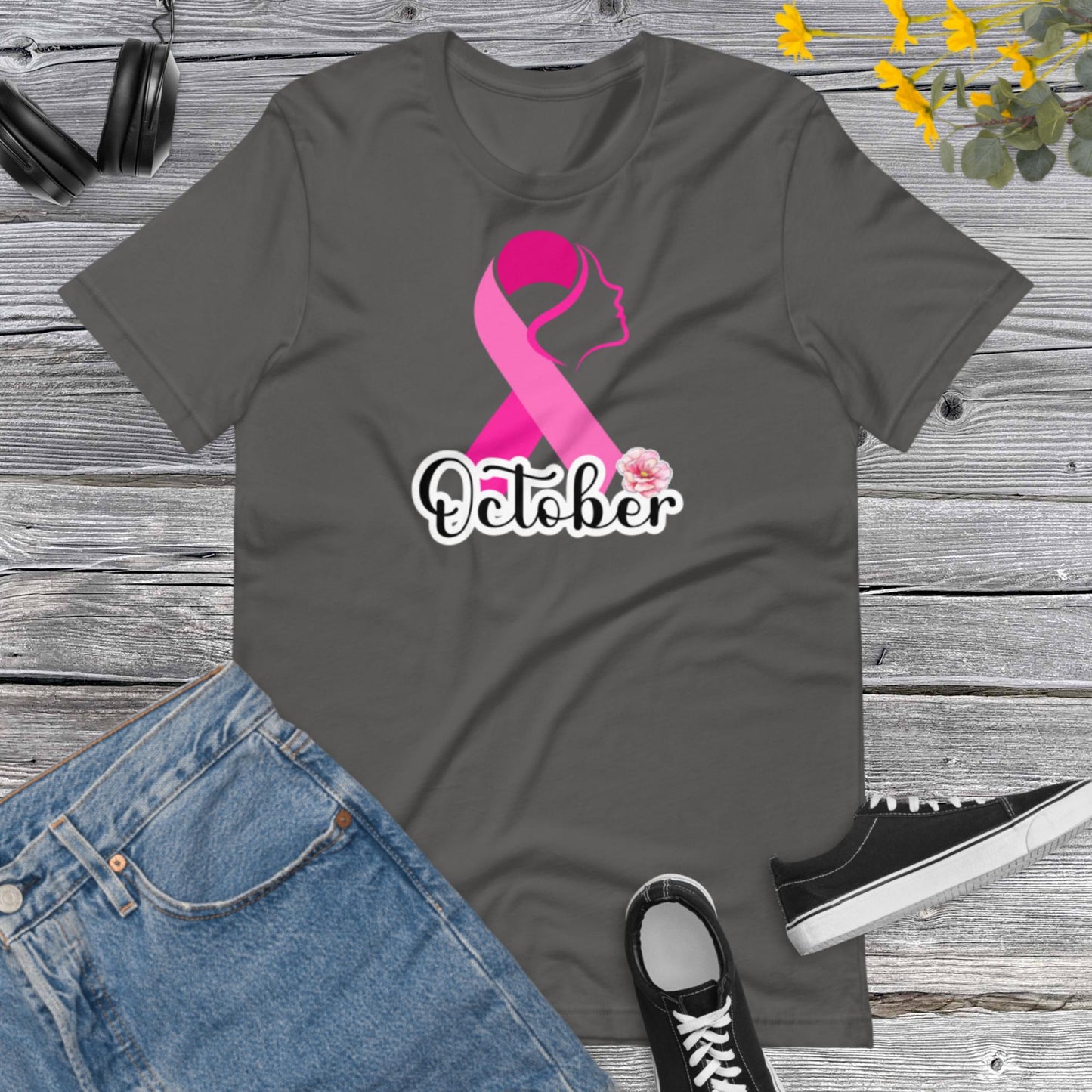 PinkOctober Breast Cancer, Motivational, Cancer Awareness, Woman Face in Pink Ribbon, Breast Cancer T-shirt, Cancer Awareness Unisex t-shirt