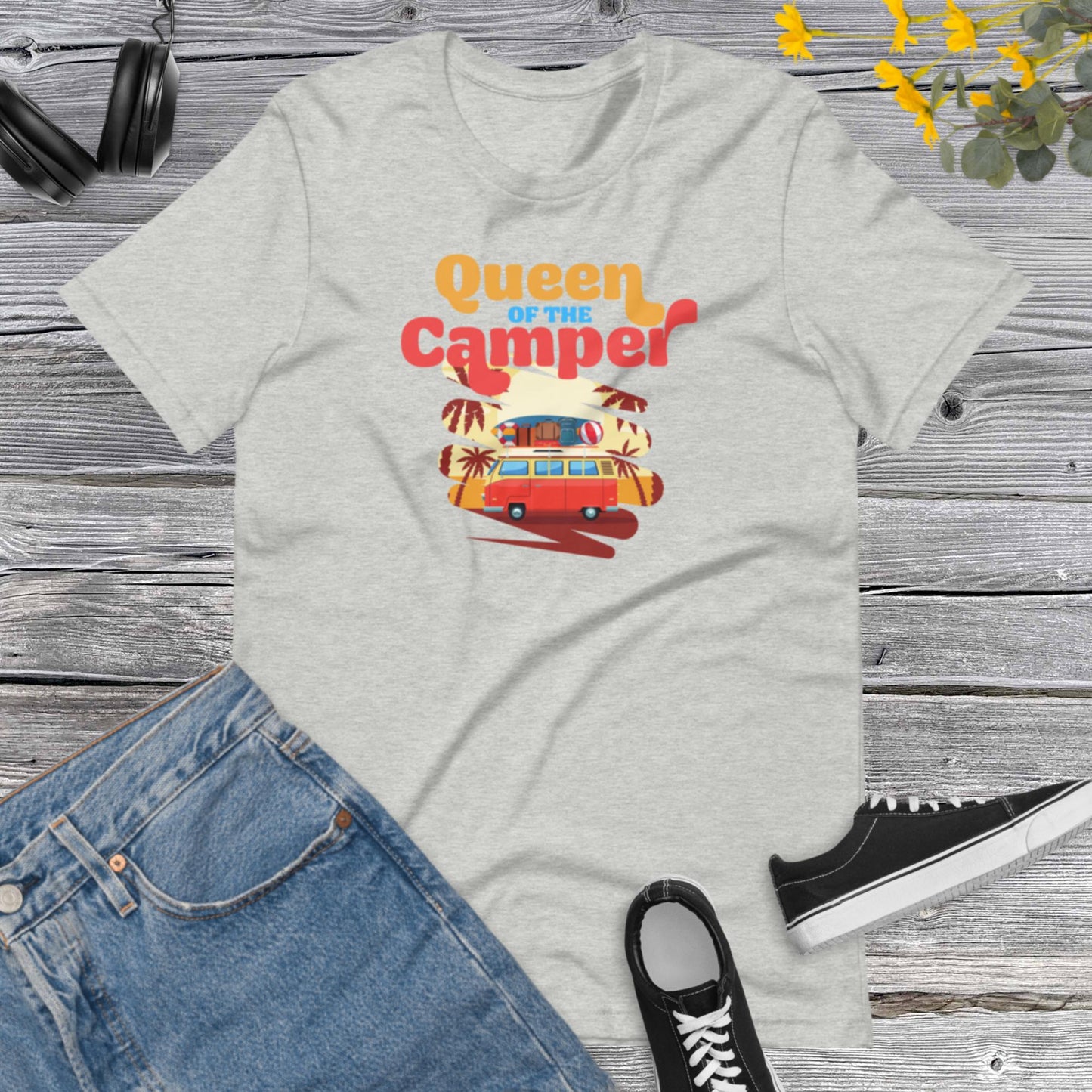 Queen of the Camper, Camping shirts for girls, Birthday family Reunion shirts Vacation, Travel Camp Unisex t-shirt