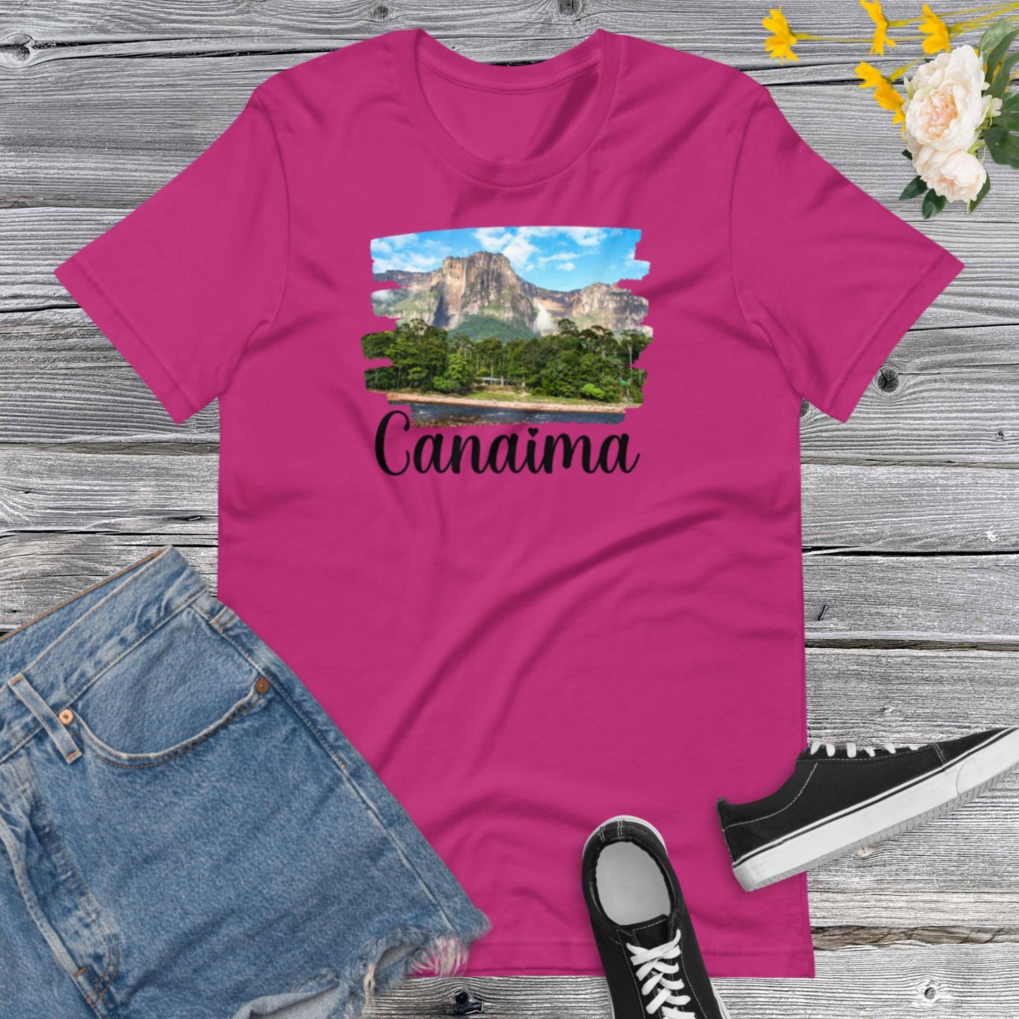 Canaima, Angel Falls a Waterfall in Canaima Nacional Park Venezuela, Salto Angel Parque Nacional Canaima Unisex t-shirt