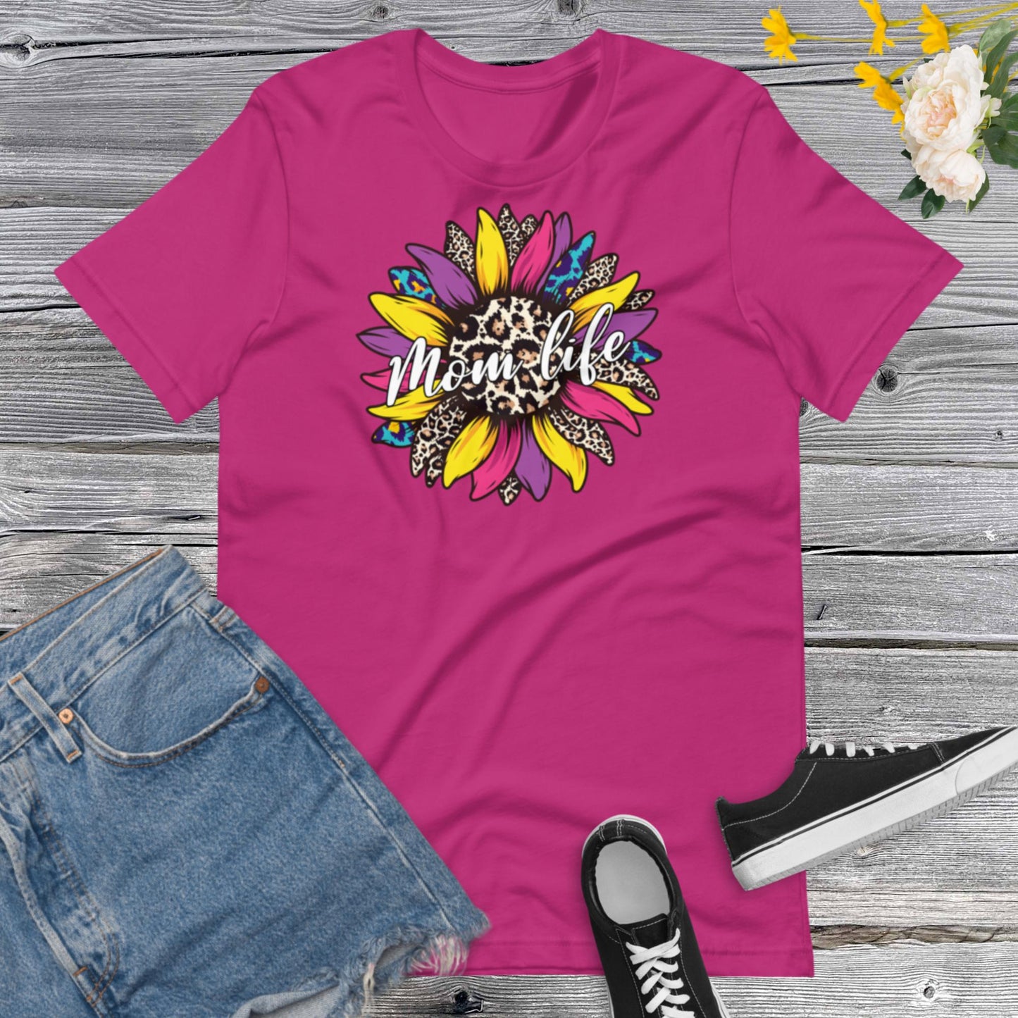 Mom Life Shirt, Sunflower Mom Life Shirt, Sunflower Lover Mom Shirt , Mother Day Gift For Mom, Leopard Print Mom ShirtUnisex t-shirt