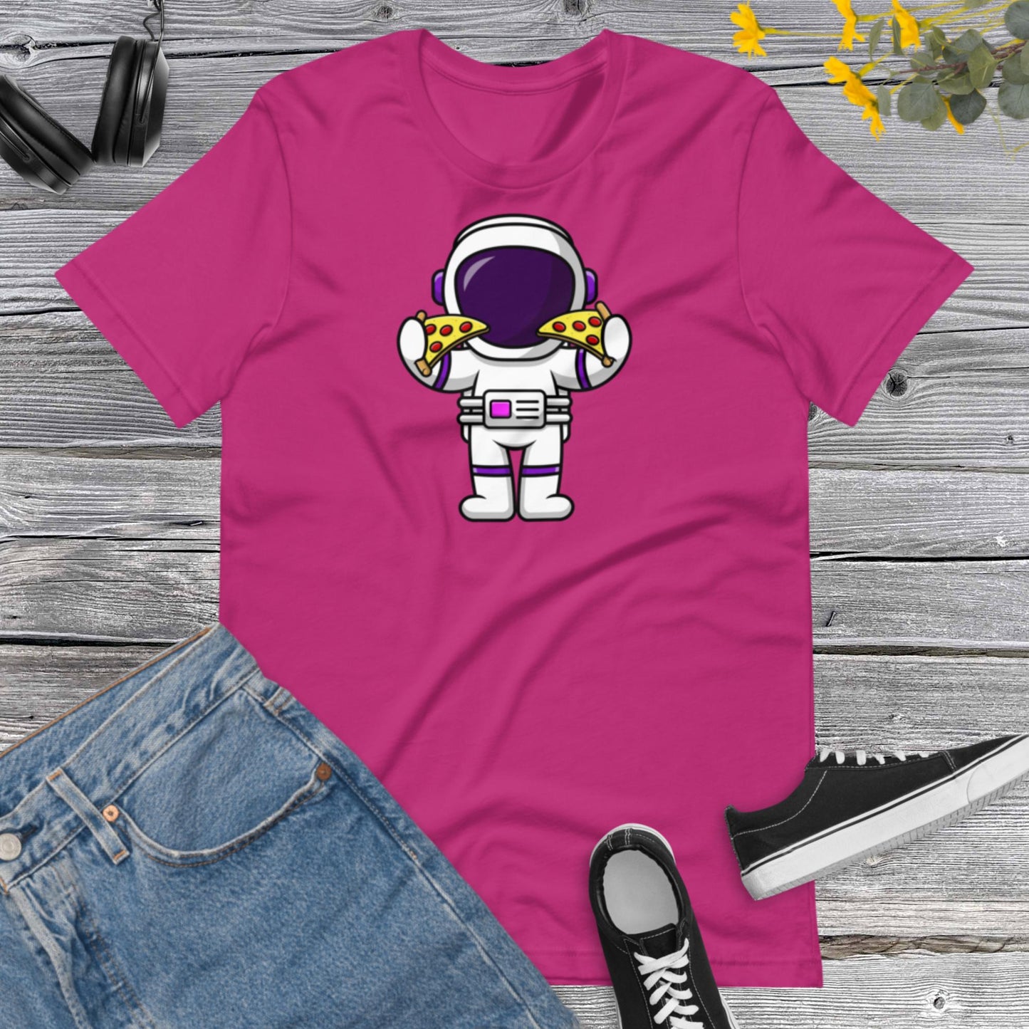 Astronaut Holding Pizza Unisex T-Shirt, Pizza Lover Gift, Astronaut Shirt, Pizza Lover Shirt, Unisex t-shirt
