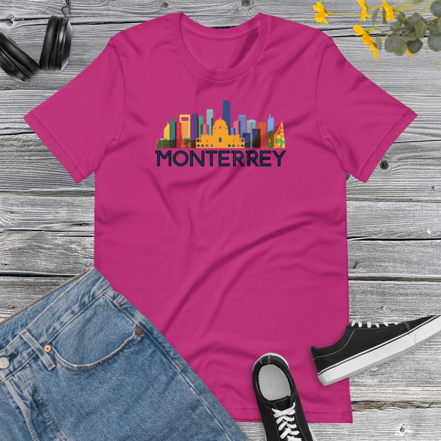 Monterrey City Architecture Colorful Skyline, Mexico, Tower Mexican, Urban, Trending Latin Unisex t-shirt