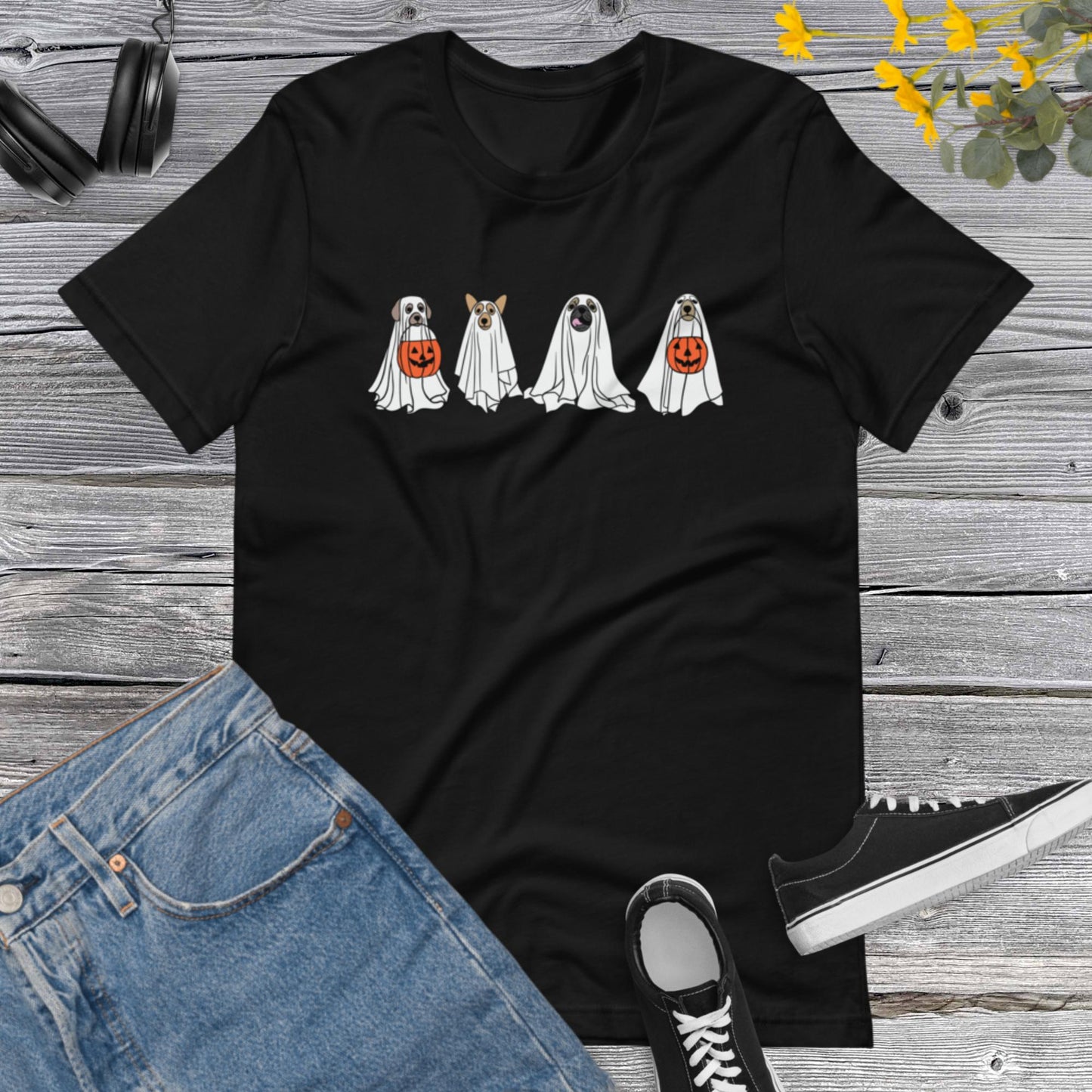 Ghost Dog Shirt, Happy Halloween, Retro Spooky Season, Dog Lover, Halloween Ghost, Halloween Dog Unisex t-shirt