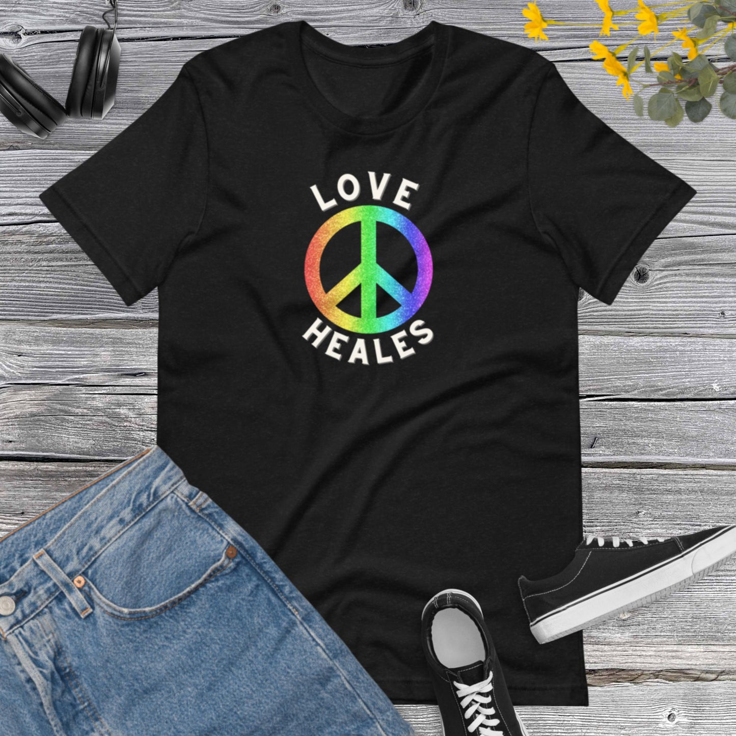 Peace Love Heales, Pride Heart Shirt, Rainbow Pride Shirt, LGBT Pride Tee, Support LGBTQ Unisex t-shirt