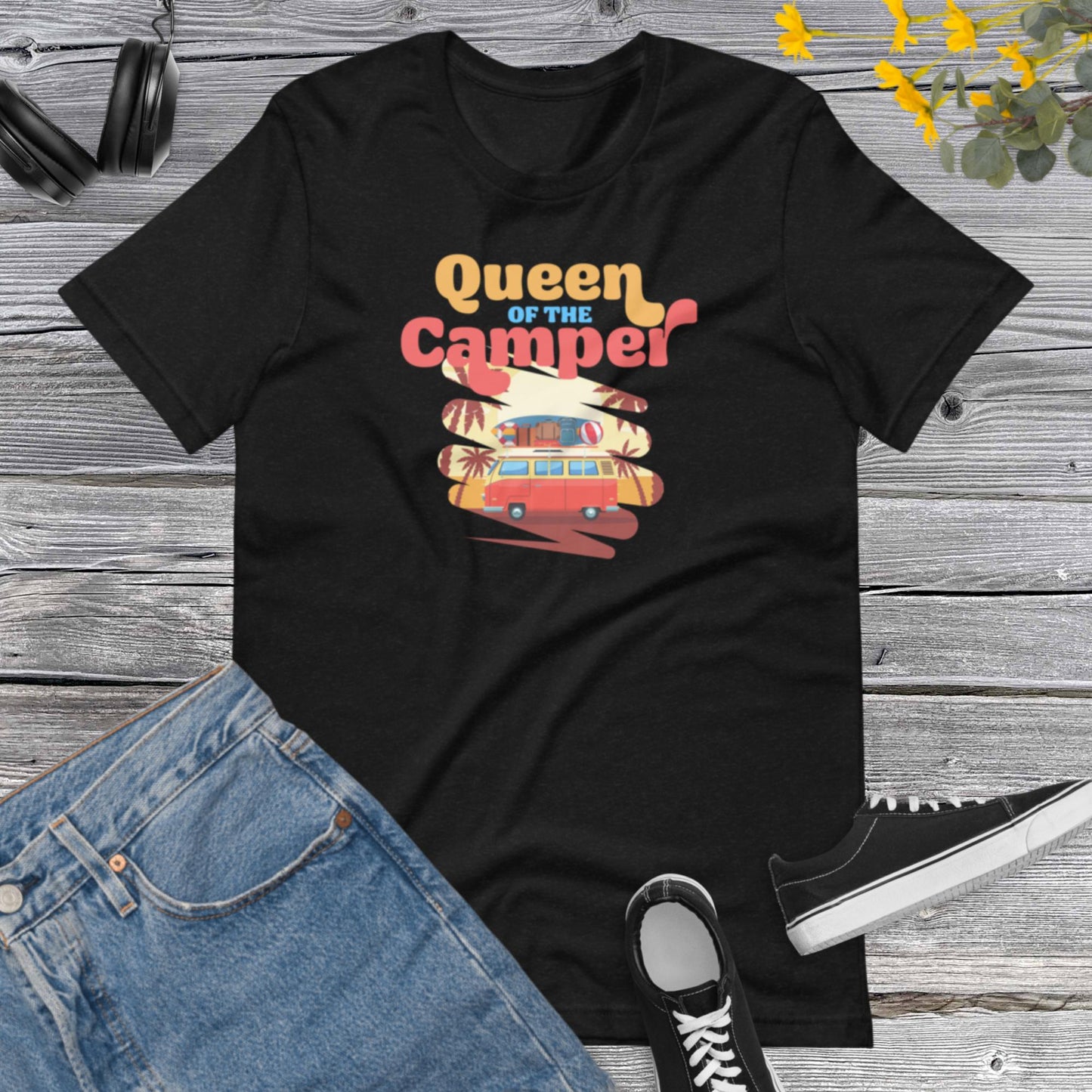 Queen of the Camper, Camping shirts for girls, Birthday family Reunion shirts Vacation, Travel Camp Unisex t-shirt