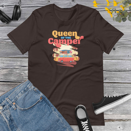 Queen of the Camper, Camping shirts for girls, Birthday family Reunion shirts Vacation, Travel Camp Unisex t-shirt