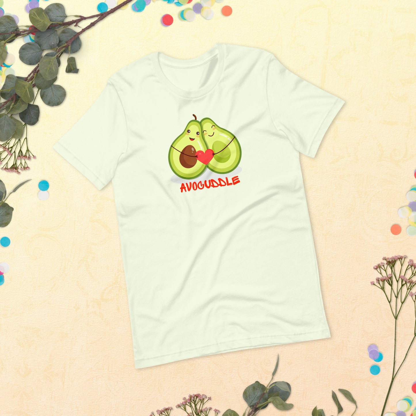 Cute Avocado T-shirt, Avocado Cuddle Shirt, Avocado Gift, Vegetarian Shirt, Avocado Heart Shirt, Cute Avocado Unisex t-shirt