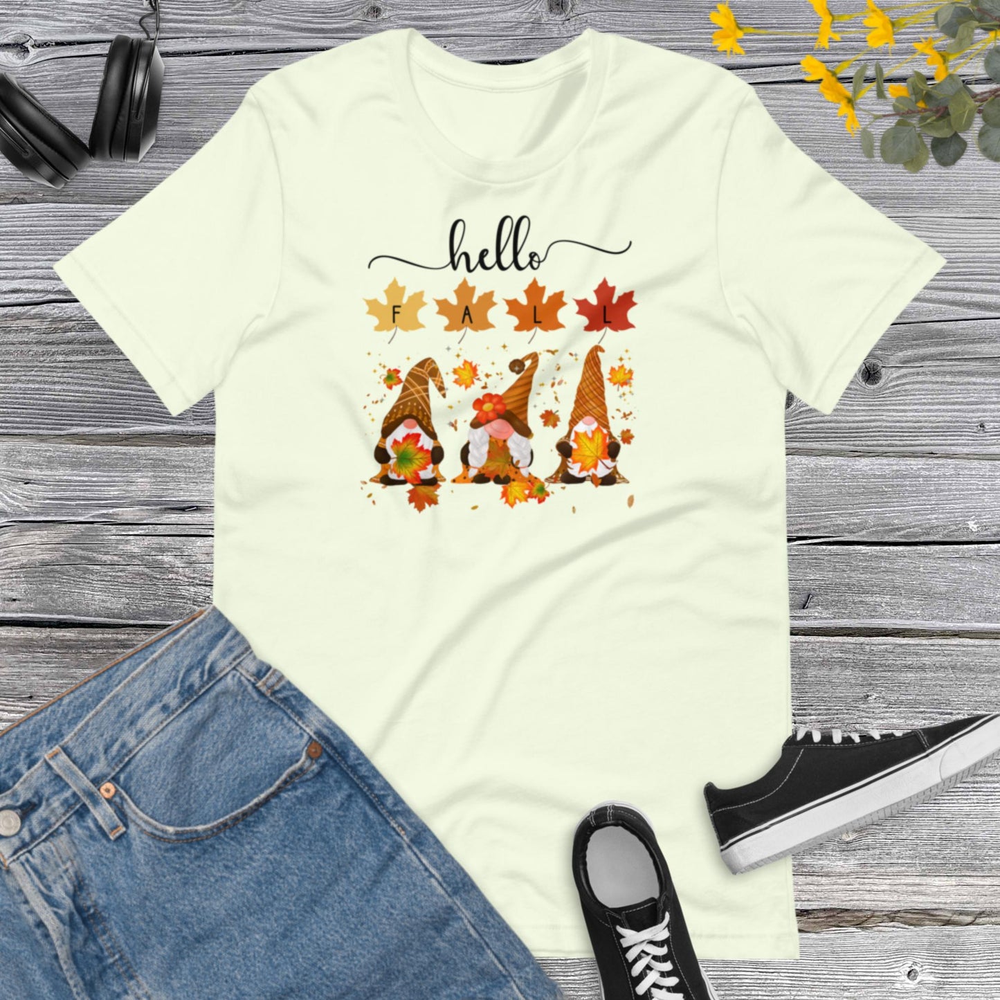 Hello Fall Gnomes, Gnome fall shirt, Thanksgiving Gnome, Happy Fall, Thanksgiving Gift Unisex t-shirt