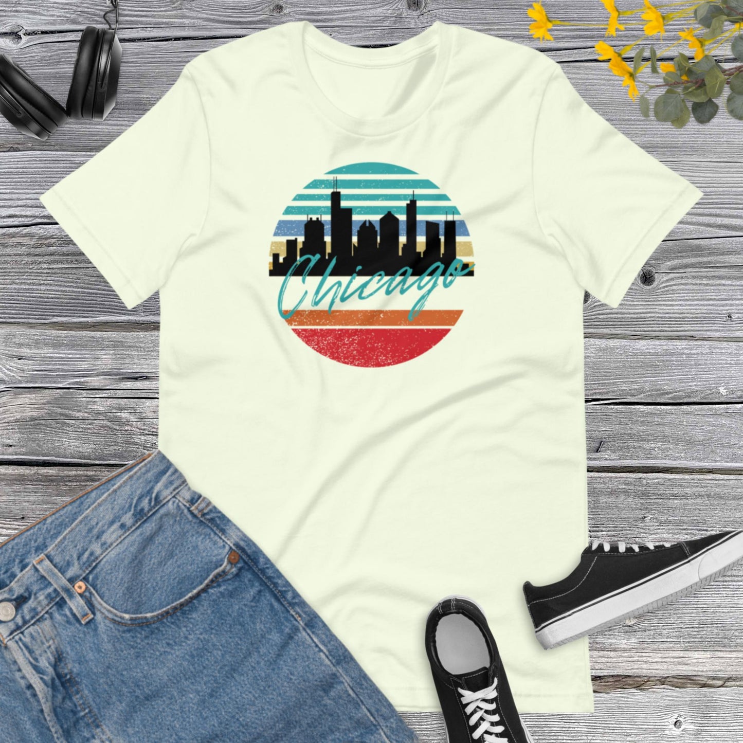 Vintage Chicago Illinois, Skyline vintage, Illinois Lover, I Love America, Downtown Chicago Unisex t-shirt