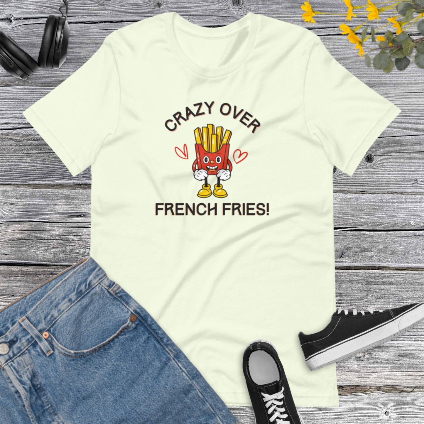 Crazy Over French Fries, French fries Shirt, Fries food shirt, Food Lover T Shirt, Foodie TShirt, Fast Food Unisex t-shirt