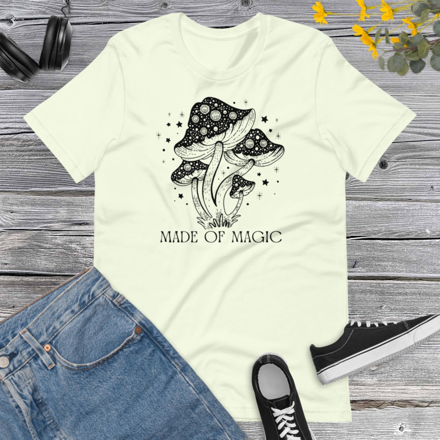 Black Magic Mushroom Shirt, Cottagecore Shirt, Botanical Shirt, Nature Lover Mushroom Shirt, Fungus Shirt, Mushroom HuntingUnisex t-shirt
