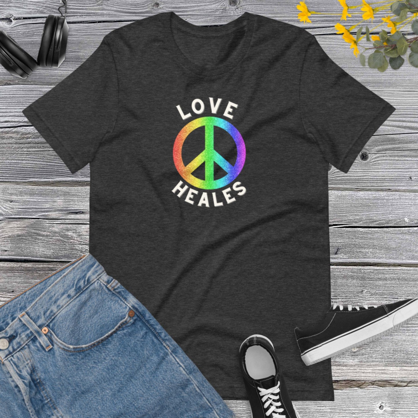 Peace Love Heales, Pride Heart Shirt, Rainbow Pride Shirt, LGBT Pride Tee, Support LGBTQ Unisex t-shirt