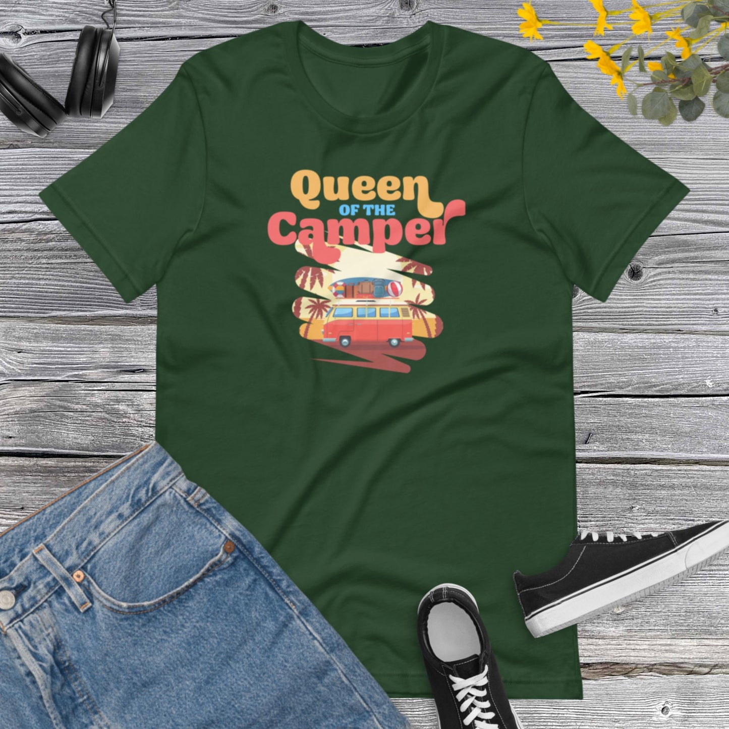 Queen of the Camper, Camping shirts for girls, Birthday family Reunion shirts Vacation, Travel Camp Unisex t-shirt