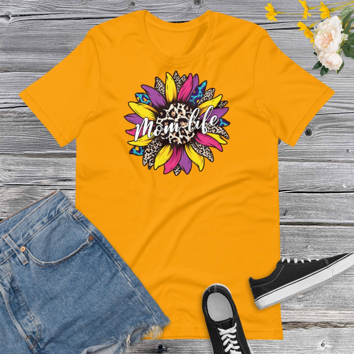Mom Life Shirt, Sunflower Mom Life Shirt, Sunflower Lover Mom Shirt , Mother Day Gift For Mom, Leopard Print Mom ShirtUnisex t-shirt