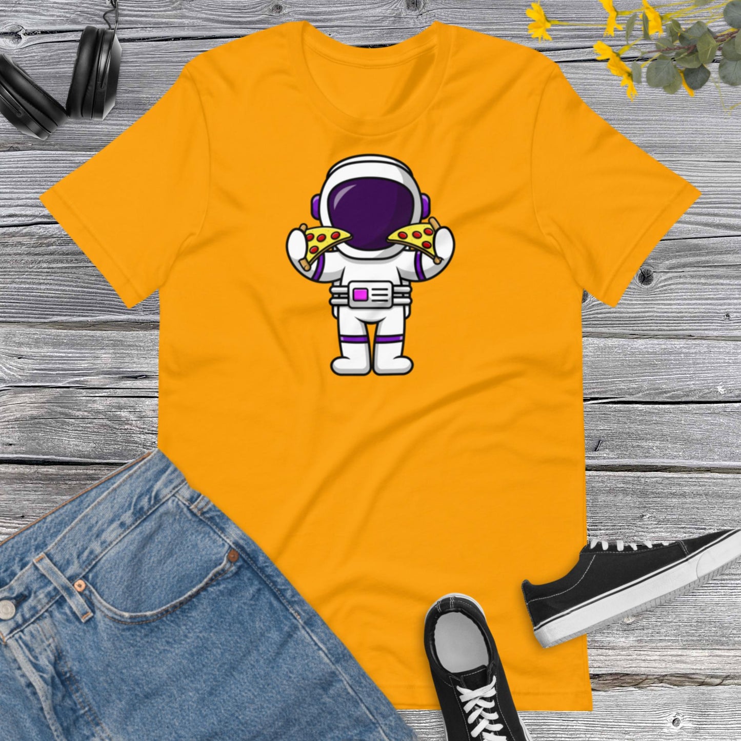 Astronaut Holding Pizza Unisex T-Shirt, Pizza Lover Gift, Astronaut Shirt, Pizza Lover Shirt, Unisex t-shirt