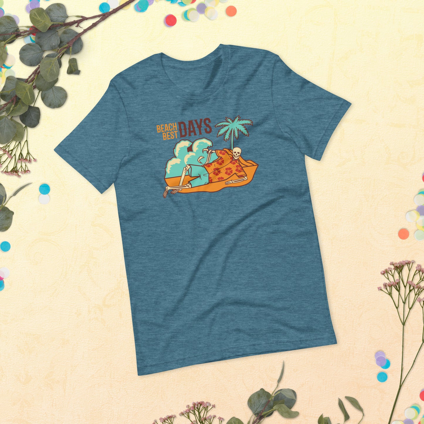 Beach Best Days Skeleton, Funny Summer shirt, Skeleton on the beach funny, Happiness, Unisex t-shirtUnisex t-shirt