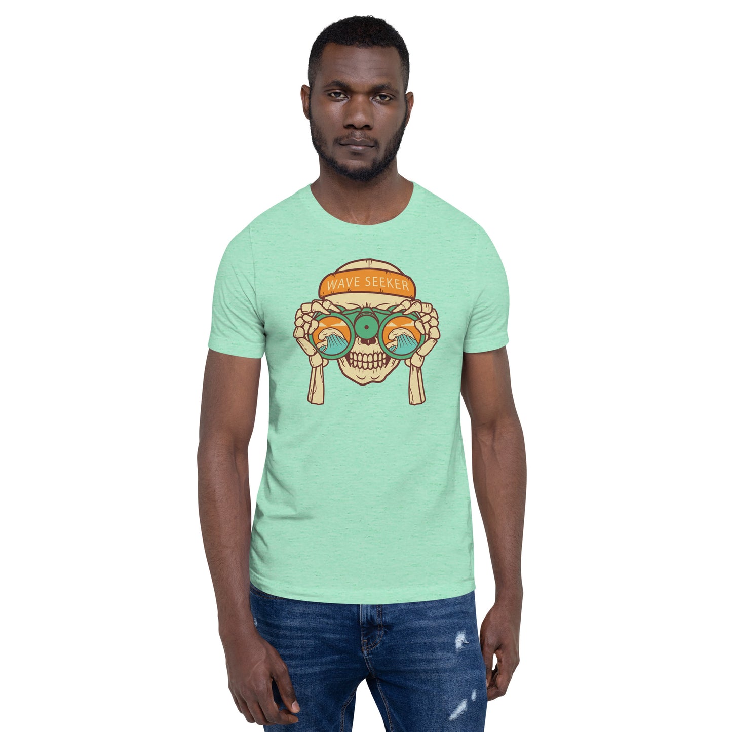 WAVE SEEKER, Funny Summer shirt, Skull on the beach funny, Unisex t-shirt