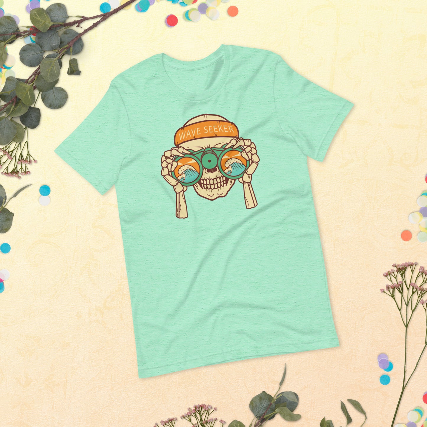 WAVE SEEKER, Funny Summer shirt, Skull on the beach funny, Unisex t-shirt
