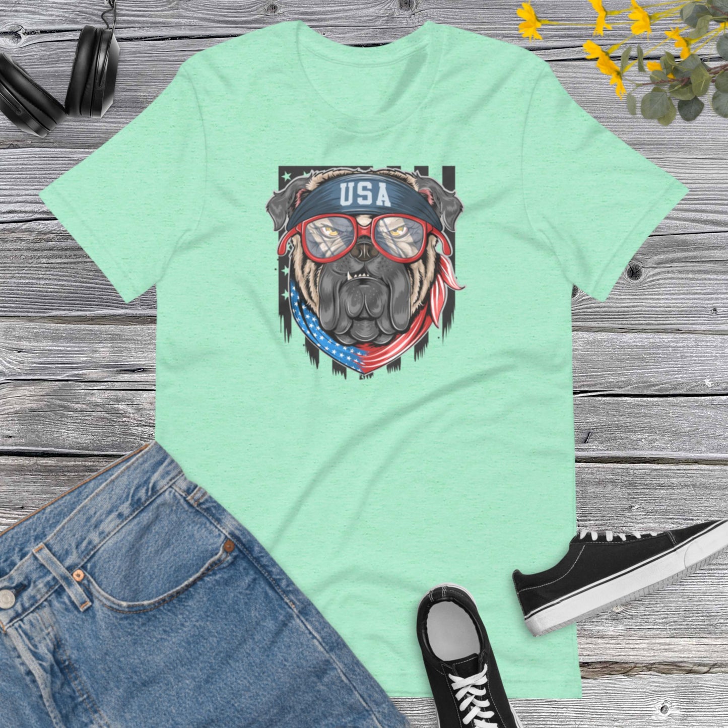 American Bulldogs shirt, America flag with bandana, Dog Lover Unisex t-shirt