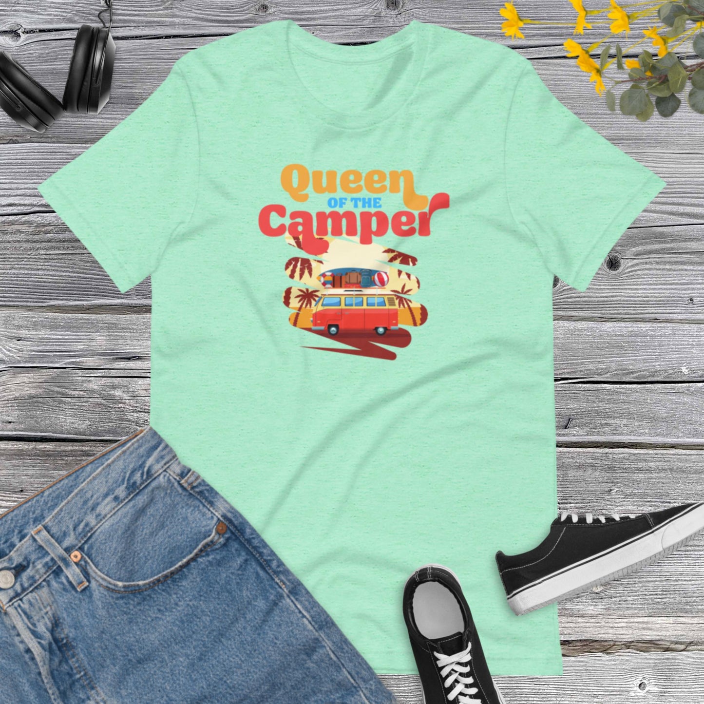 Queen of the Camper, Camping shirts for girls, Birthday family Reunion shirts Vacation, Travel Camp Unisex t-shirt