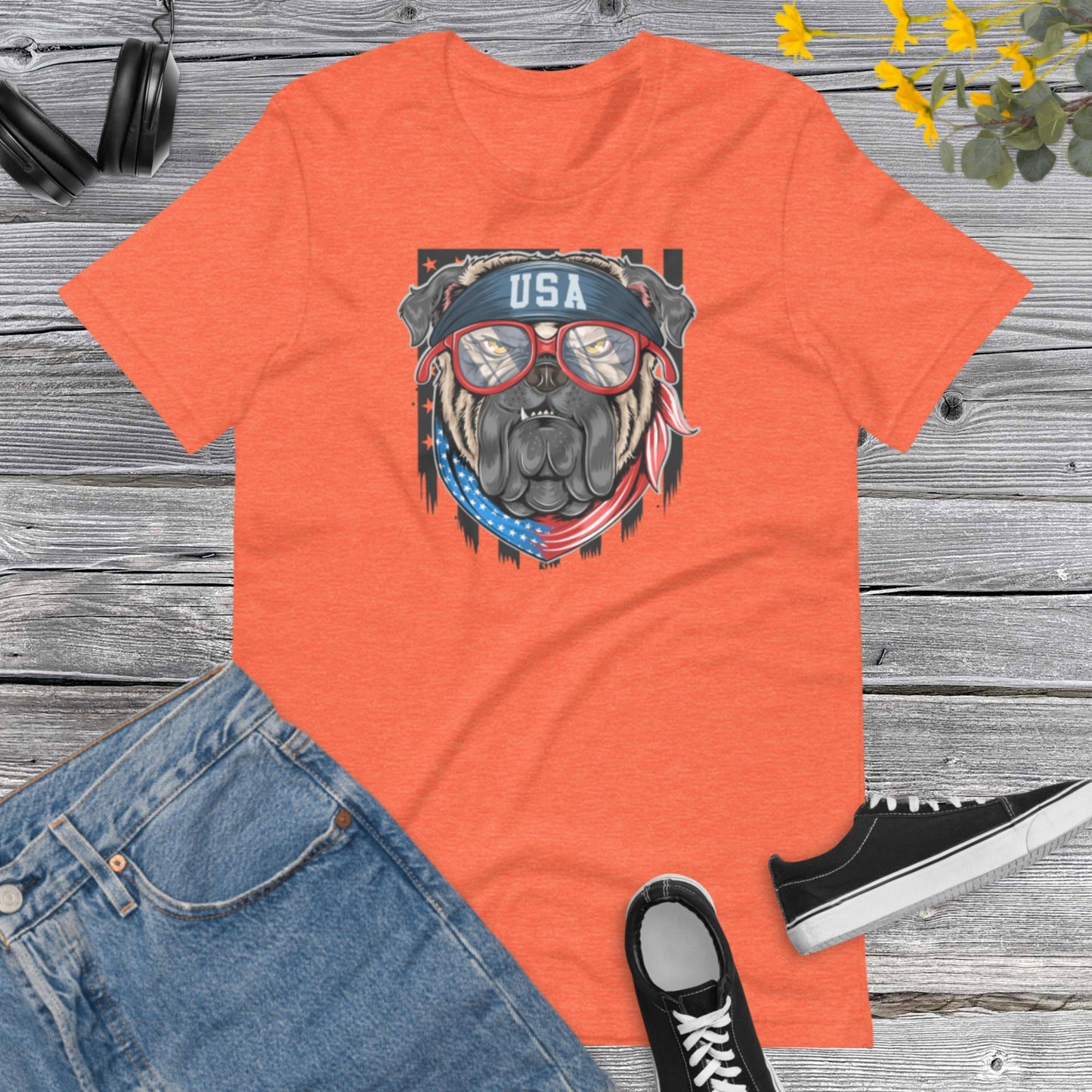 American Bulldogs shirt, America flag with bandana, Dog Lover Unisex t-shirt