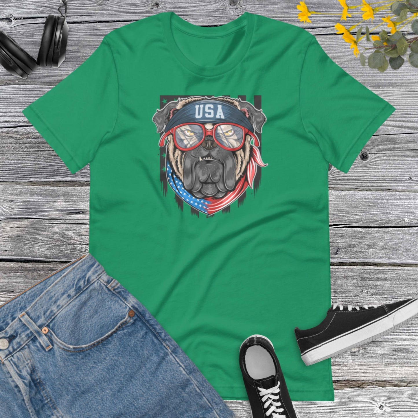 American Bulldogs shirt, America flag with bandana, Dog Lover Unisex t-shirt