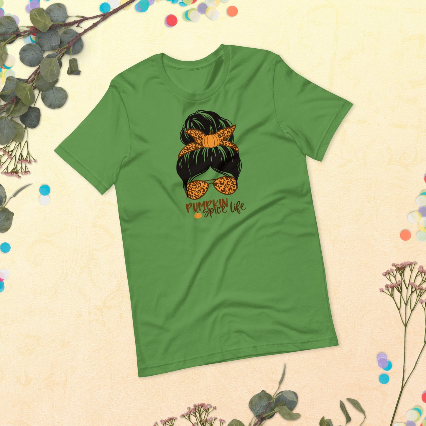 Pumpkin Spice Life, Fall Pumpkin Season Mama, Mini Mom Life Messy Bun Leopard Hair, Unisex t-shirts