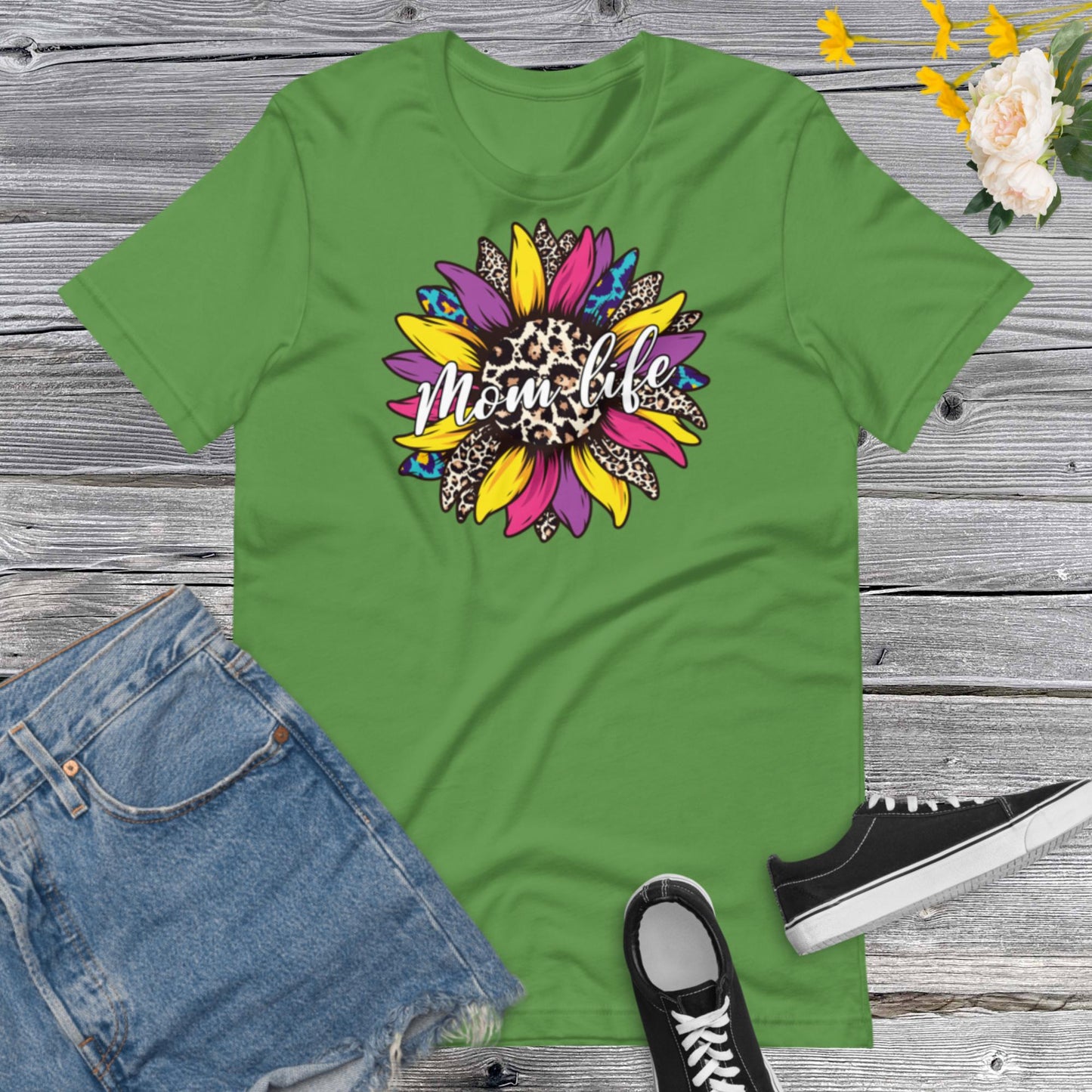 Mom Life Shirt, Sunflower Mom Life Shirt, Sunflower Lover Mom Shirt , Mother Day Gift For Mom, Leopard Print Mom ShirtUnisex t-shirt