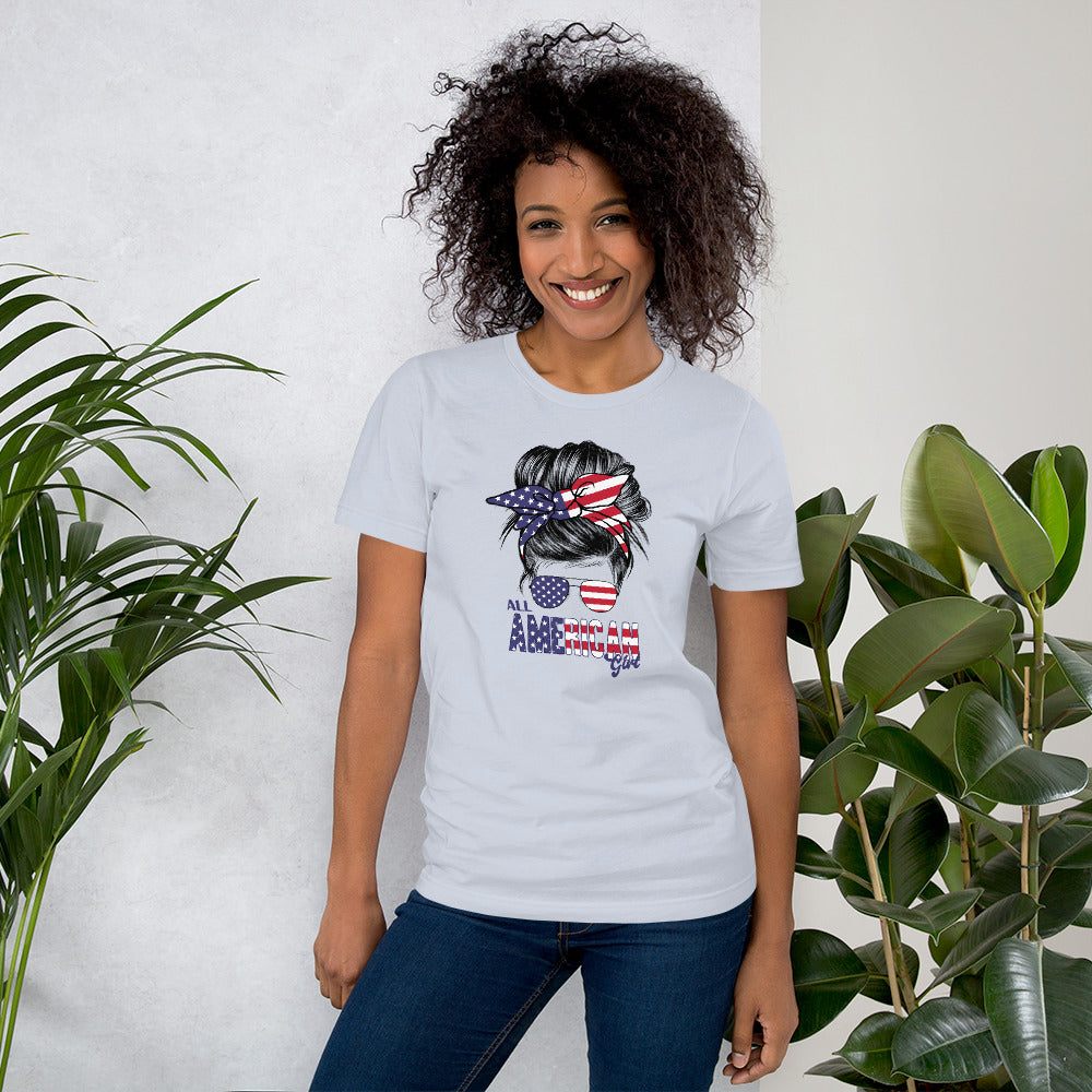 All American Girls, Mom Life, Bun Hair Sunglasses, Independence Day Shirt, Unisex t-shirt
